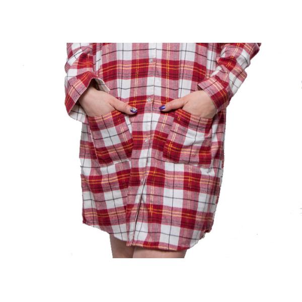 Long Sleeve Woman Cotton Y / D Check Flannel Pyjamas With Lurex Sleepwear