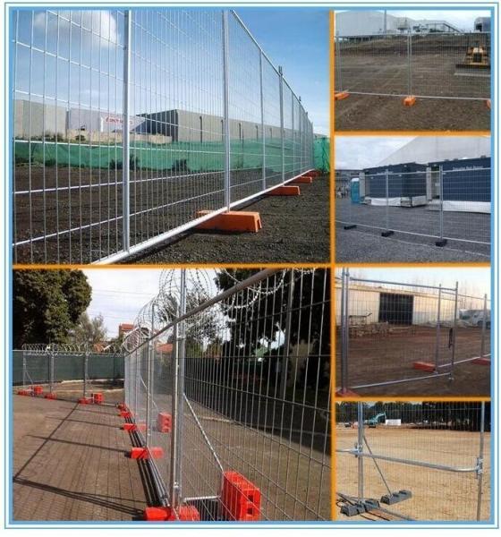 Waterproof Temporary Construction Fence Galvanized Welded Wire Panels With Plastic Base