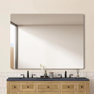 Contemporary Round Corner Square Frameless Mirror Without Light Anti Oxidant Polished Edge