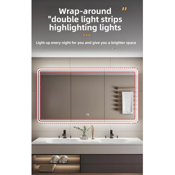 Modern Luxury LED Bathroom Medicine Cabinet Water-Resistant Touch Switch Aluminum Frame Defogger IP44 Rated Wall-Mounted Hotels