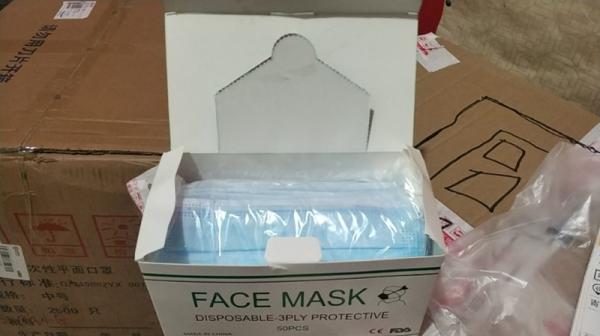 Blue Disposable-3PLY protective face mask non-woven and meltblown cloth material with CE certificate 50pcs per box