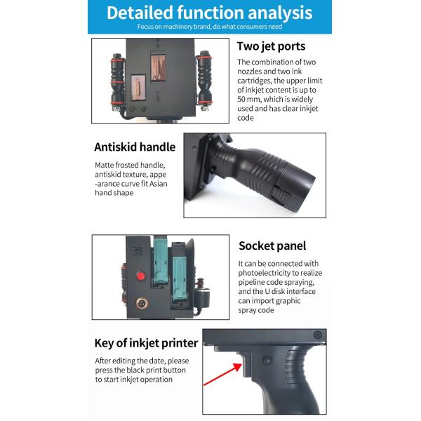 5-50mm Printing Height Batch Number Coding Machine Handheld Double Nozzle Inkjet Printer