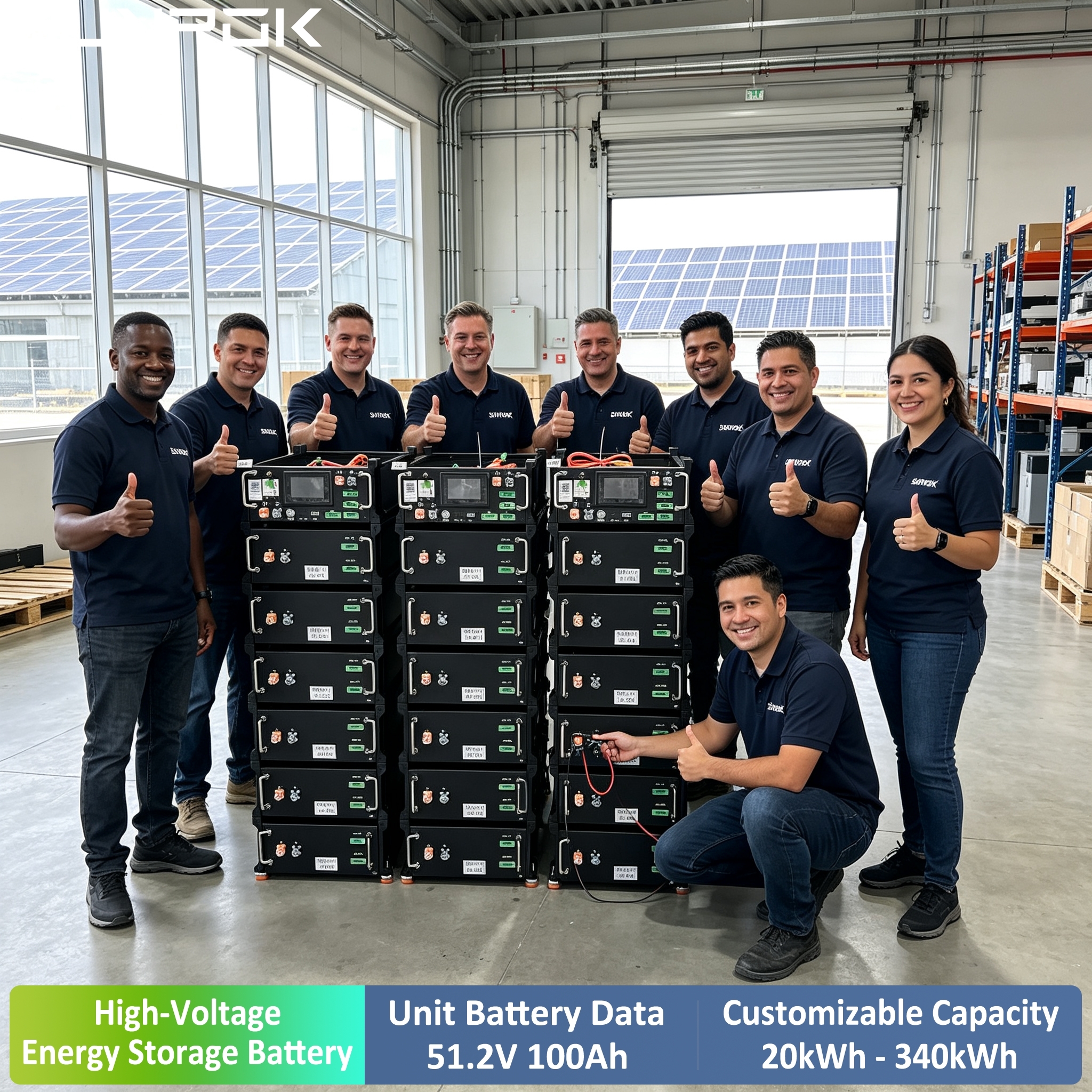SUNPOK High Quality Lifepo4 Battery Pack 400V 100Ah 40kwh 50kwh 60kwh Rack Mounted Solar Energy Storage Battery
