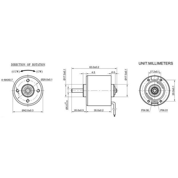 12v 24v High Torque DC Motor 42mm Diameter 35mm Length With Ball Bearing