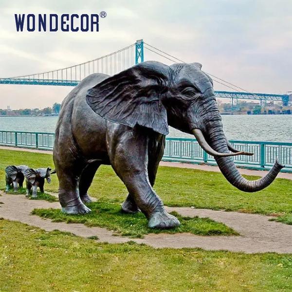 Скульптура украшенная зоопарком изготовленная на заказ бронзовая с прекрасным слоном 180cm
