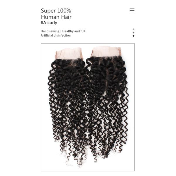 Grade 8A Curly Reinforced Remy Human Hair Closure 130% Density