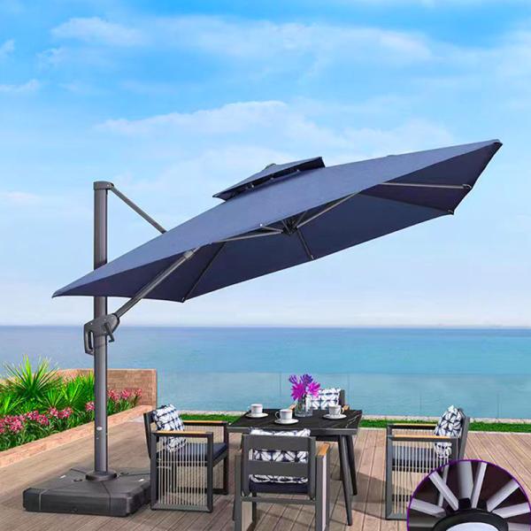 Waterproof Windproof Parasol Sun Patio Umbrella For Garden with Teakwood Frame and Outdoor Foam water-resistant Fabric Cushion