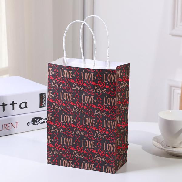 Día de San Valentín Color Rojo Cmyk Regalo de compras Bolsa de papel Kraft Personalizado Pedido personalizado