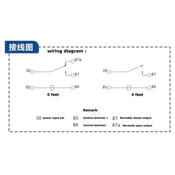 High power 12v 24v 4 feet  5 feet  waterproof automobile relay headlight fan air conditioner relay