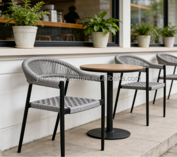 Stackable Armless French Dining Chair Bistro Chair Waterproof Comfortable Aluminum Frame for Outdoor Restaurants