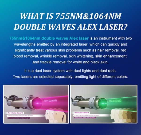 Pigment Lesions Removal Lasering 755 1064nm Alex Long Pulse Shorter Pulse Alexandrite Yag Lasering Hair Removal Machine