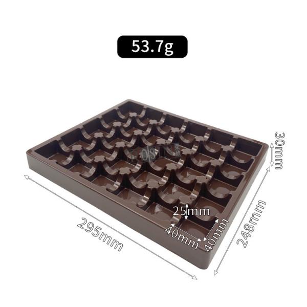 Brown Plastic Chocolate Packaging 30 Cavity Chocolate Blister Tray Disposable