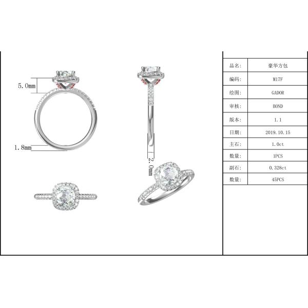 Квадрат отрезал Bridal золото диаманта квадрата Moissanite женщин с серебряным романтичным обручальным кольцом