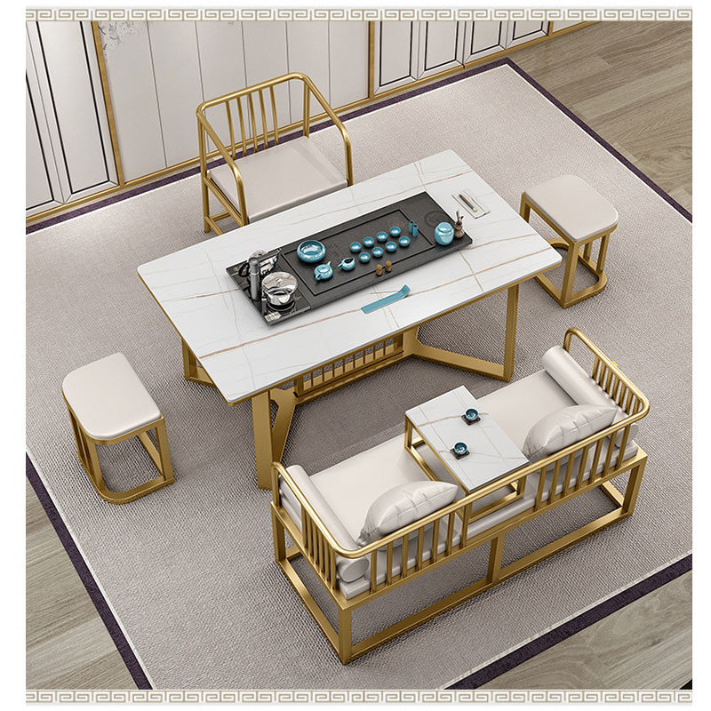 Living Room Furniture Contemporary Glass Tea Table Design in Chinese Style