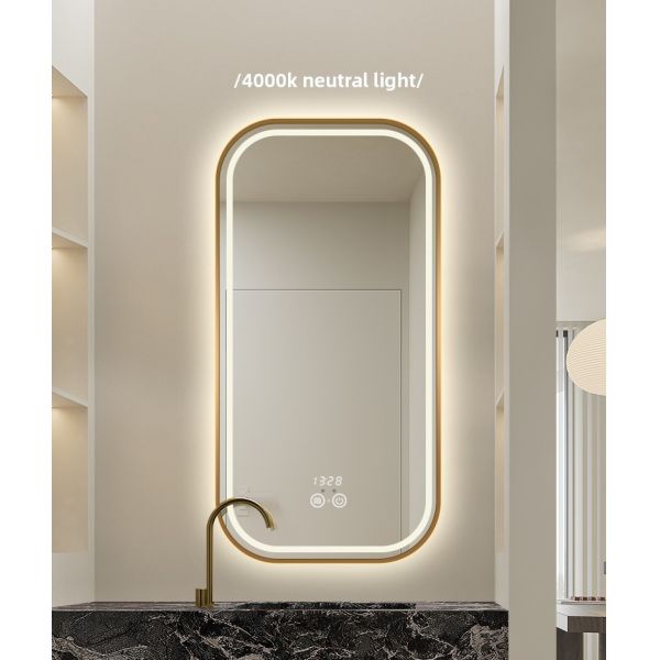 Modern Rectangular Aluminum Alloy Wall-Mounted Bathroom Frame IP44 Rated Wet Environments Touch Switch Washbasin Hotels Villa