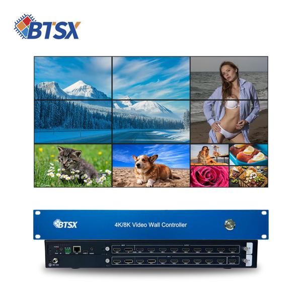 2x2 3x2 Video Wall Matrix Controller 4K60 8 in 9 Out Video Wall Controller Rs232 HDMI/DP Network Web Control