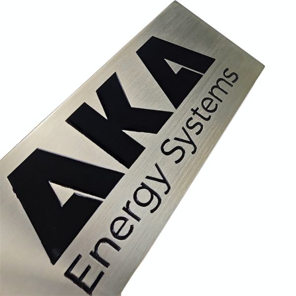 Custom Brushed Stainless Steel Sign Engraved Debossed Logo Nameplate With Screws
