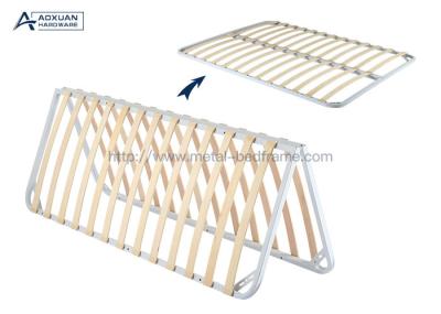 White Curved Poplar Slats King Size Folding Bed Frame