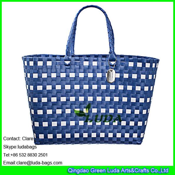 LDSL-027 mixed color beach totes women shopping bag pp strap woven straw tote bag