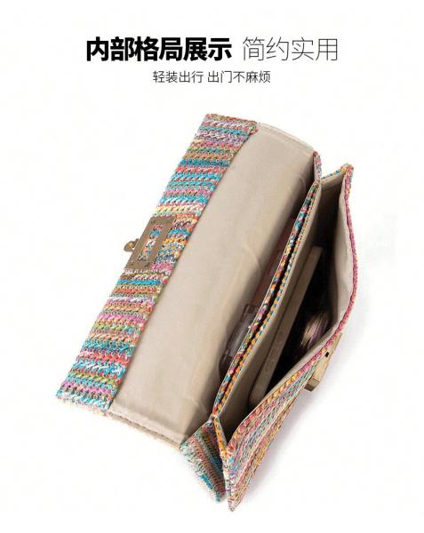 NEW HOLIDAY WIND MULTI-LAYER CHAIN CLAMSHELL LOCK STRAW BAG SHOULDER BAG CROSS-BORDER WOMEN'S BAG