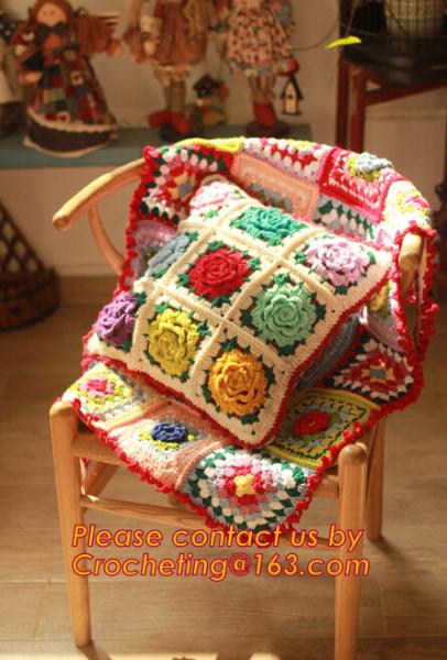 Handmade 100% Cotton Dimensional Flower Crochet Pillow Cushion Cover Decorative Cushion We