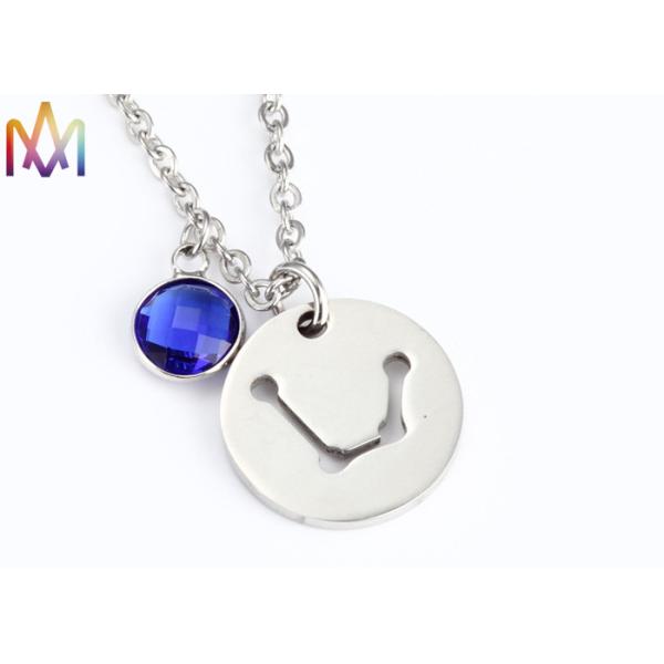 2.2mm Thickness Birthstone Crystal Womens Engraved Necklace