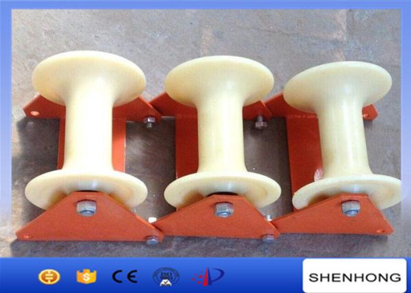 Three Wheel Cable Pulling Pulley / Steel Ground Cable Pulling Roller