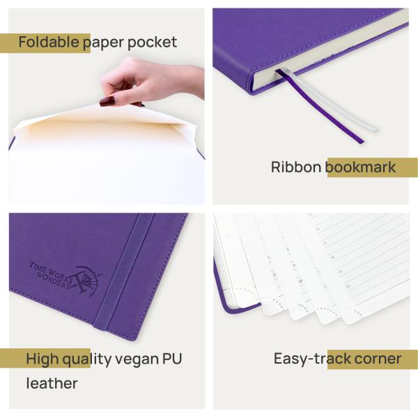 Purple Softcover Weekly Academic Planner With Hourly Schedule And Monthly Tabs