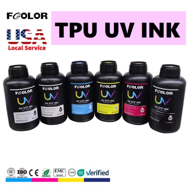 FCOLOR No Powder 3D TPU UV Ink 1000ML for T shirt Jersey Label Logo Transfer