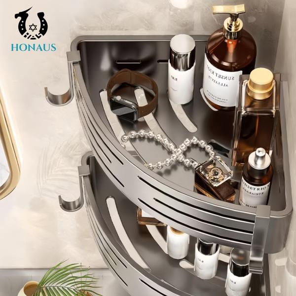 Bathroom Shower Accessories Wall Mounted Luxury Aluminum Shelf Heavy Load Bearing