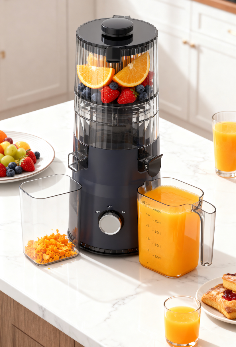 Fresh Smart HJ103A Compact Slow Masticating Juicer – Your First Step to a Healthier, More Colorful Life with 4 Color Options, 135mm Wide Chute, 200W Cold Press & Self-Cleaning