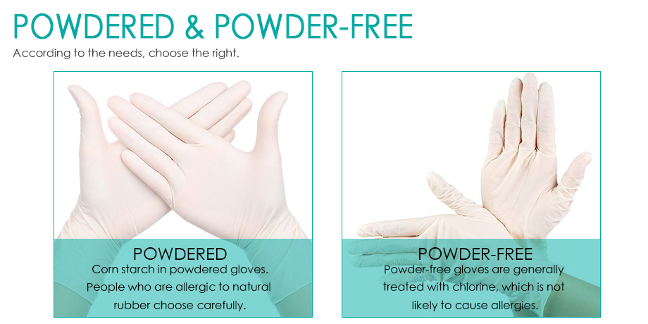 Natural White Powder Free Latex Gloves Sensitive Touch Latex Medical Exam Gloves Ambidextrous Design