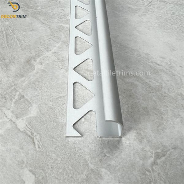 Matt Silver Aluminium Tile Trim 12.5mm 1/2'' Curved Edge 2.44meters