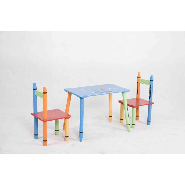 Childrens Wooden Crayon Themed Table And Chair Set , Easy to Assemble