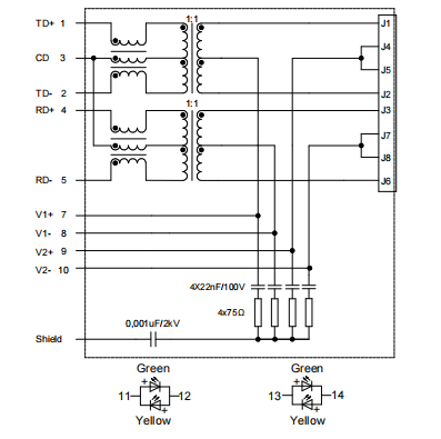 Shareway Single Integrated RJ45 Connector Designed For Power Over Ethernet 74984104400