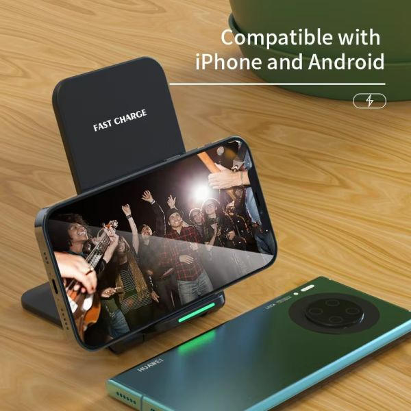 PD Wireless Charger Stand Folding 15W Portable Charger For Mobile Phone Home Office Type C Fast Charging