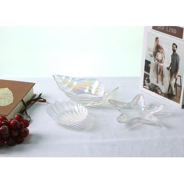 Gold Rimmed Ocean Series Sea Star Crystal Fruit Plate Lead Free Fashionable