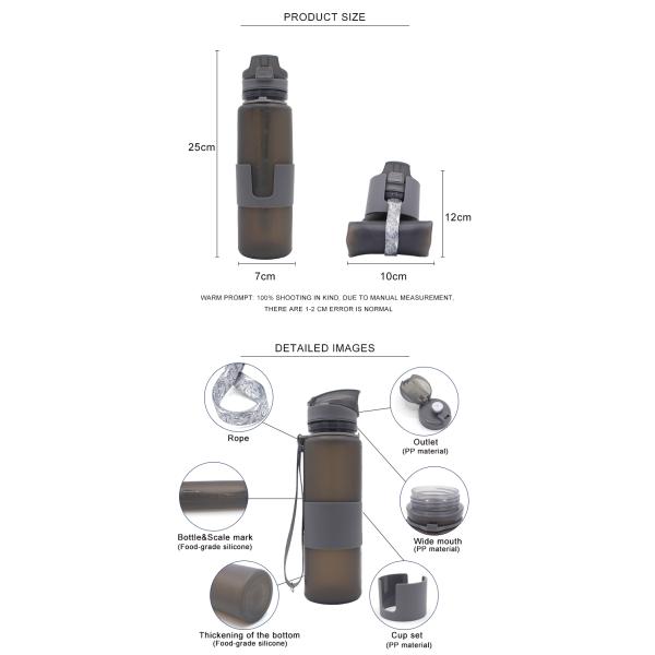 650ML Lightweight Collapsible Silicone Water Bottle