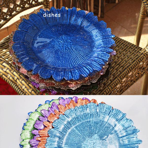 Colorful 33cm Diameter Sunflower Shaped Glass Fruit Bowl