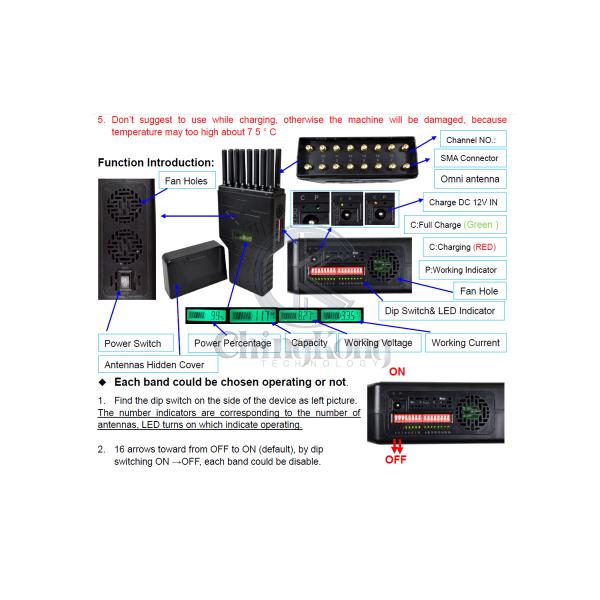 12W 4G 5G WIFI GPS 16 направляет Jammer сигнала LOJACK