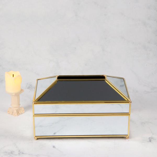 Geometric glass greenhouse glass golden artifact pumping paper tissue box living bedroom decoration pumping paper box