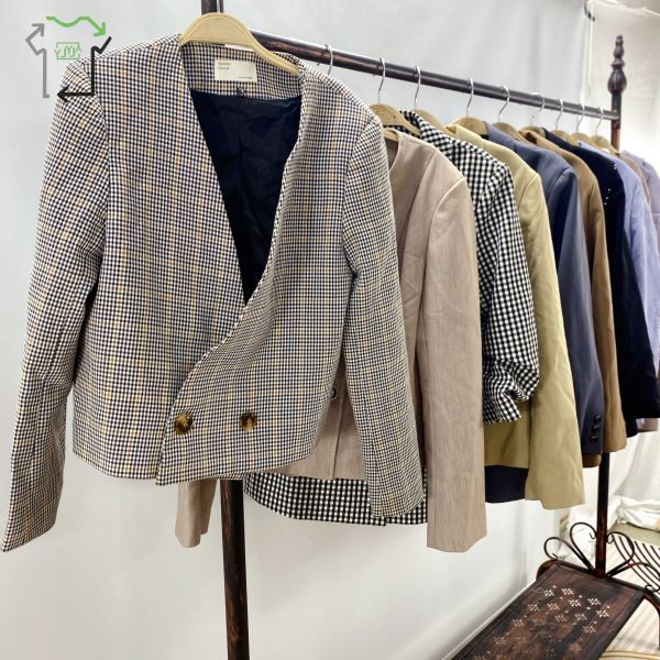 Women's 2nd Hand Winter Clothes Used Business Casual Button Thrift Blazer Suit Jacket
