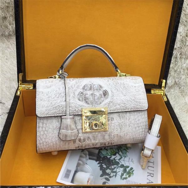 Genuine Alligator Skin Key Lock Closure Lady Small Handbag Authentic Crocodile Leather Women Flap Purse Shoulder Bag