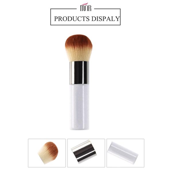 Wood Handle Brush Two Tone Nylon Hair Contour Makeup Brush White