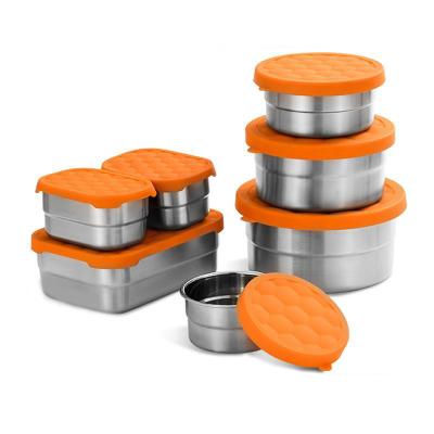 350ml Metal Food Storage Containers Stackable With Leak Proof Silicone Lids