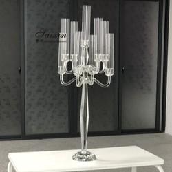 9 bougies cristallines Candelabre Pièces du centre de table Décoration 120cm