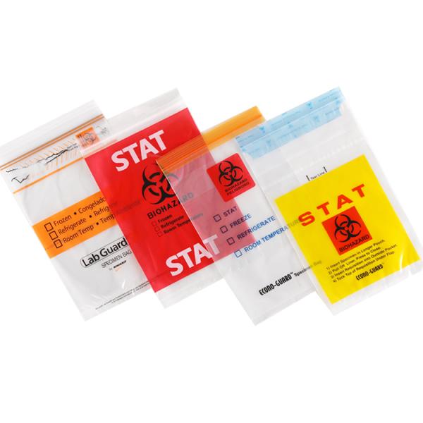 Biohazard Specimen Bags,Zip Specimen Transport Bag, Tear Off Pouch Bags, Attached Document Pouch. Printed Transport Bags