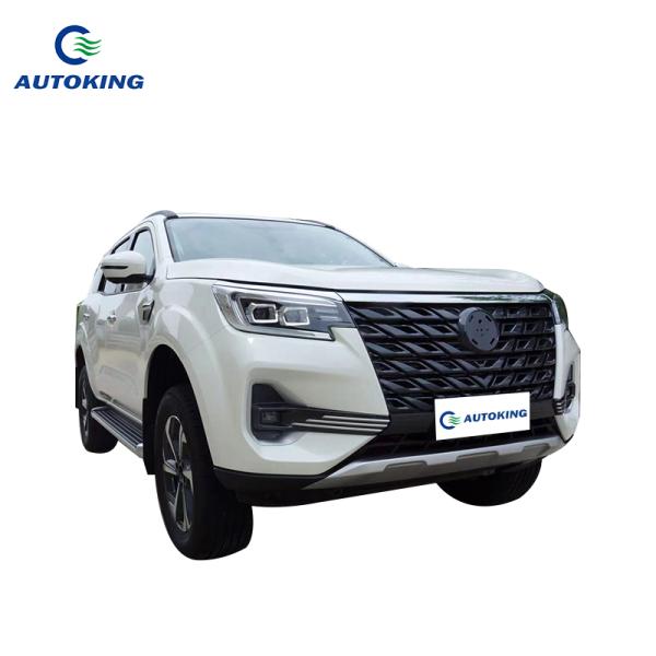 Le véhicule à quatre roues motrices est un SUV blanc Nissan Paladin 5 places