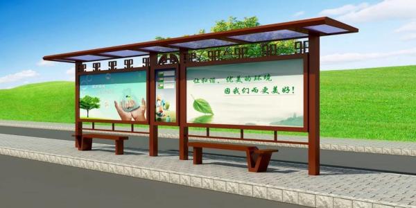 Outdoor Street Furniture Bus Stop Shelter Bus Station Metal Advertising Light Box