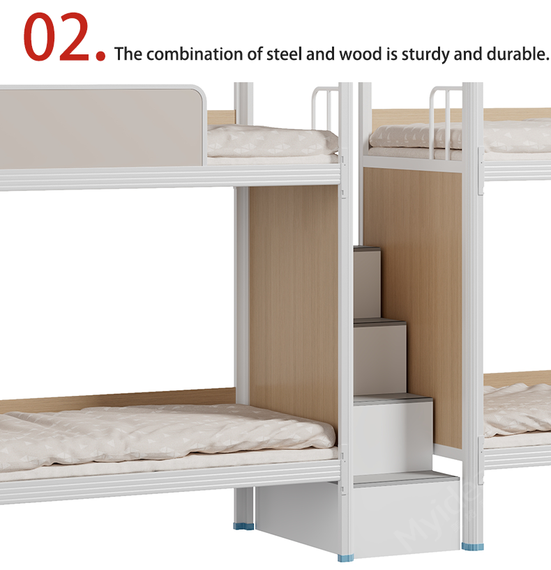 Thickened Four Person Bed, School Dormitory, Stable Bunk Beds for Students, Step Ladder, Multi Person Employee Dormitory Bed